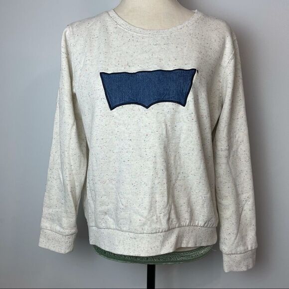 Vintage Levi’s White Confetti Crew Neck Pullover Cotton Sweatshirt size L - Picture 12 of 12